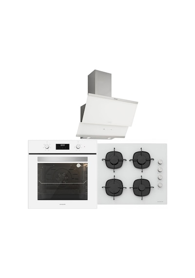 Silverline BO6502W02 - CS5335W01 - 3420 Classy 60 Beyaz Cam Ankastre Set