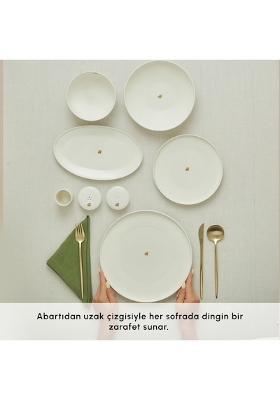 Karaca Stream Bone Merope 53 Parça 12 Kişilik Yemek Takımı Beyaz