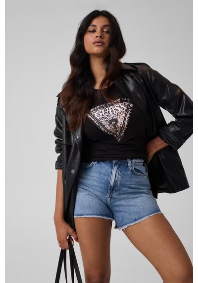 Guess Savanna Slim Fit Kadın T-shirt W6bı26k6047 Siyah