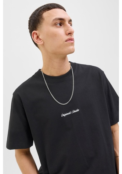 Jack & Jones Erkek Jornorrebro Emb Tee Ss Crew Neck Nakışlı Tişört Siyah