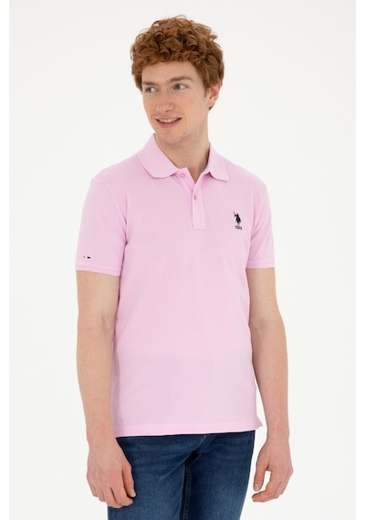 U.S. Polo Assn. Erkek Slim Fit Polo Yaka Pembe Basic Tişört 50279613-VR041