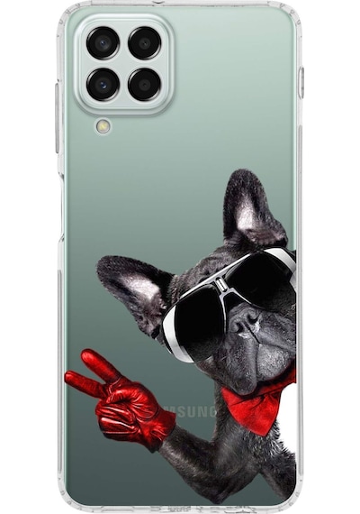 Samsung Galaxy M33 İle Uyumlu Köpek 2 Kamera Korumalı Şeffaf Kılıf Şeffaf