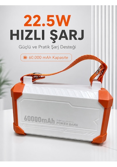 22.5w Hızlı Şarj Destekli 60000 Mah Powerbank 4 Dahili Kablolu Çoklu Usb Type-c Çıkışlı Güç Bankası Diğer