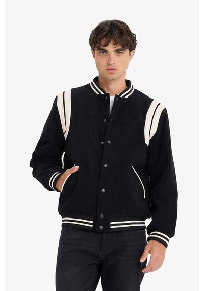 Defacto Su Geçirmez Regular Fit Kolej Yaka Bomber Çıtçıtlı İç Cepli Mont E9245ax25wnbk27 Siyah