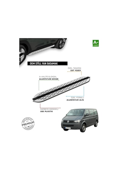 Vw T5 Kısa Şase 2003 2004 2005 2006 2007 2008 2009 2010 2011 2012 2013 2014 2015 2016 Araca Özel Yan Basamak