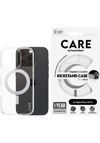 Care By Panzerglass Apple Uyumlu iPhone 16 Pro Feature Kickstand & Magsafe - Gümüş Kılıf Gümüş