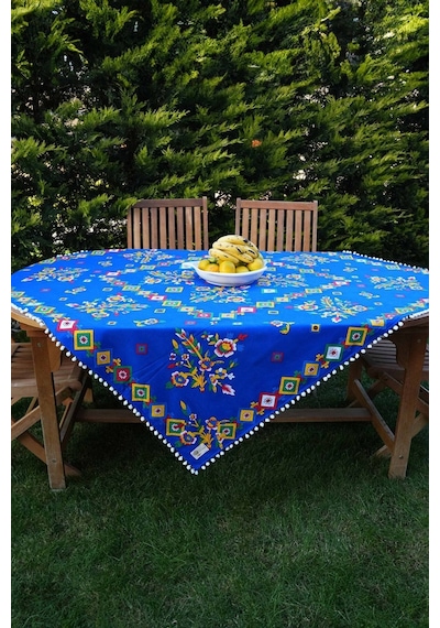 Etnik Desenli Masa Örtüsü Mavi - 674211268 Mavi