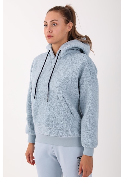 Maraton Sportswear Comfort Kadın Kapşonlu Uzun Kol Basic Sisli Mavi Sweatshirt 21443-sisli Mavi