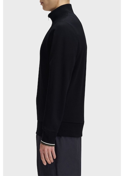 Fred Perry Logolu Pamuklu Yarım Fermuarlı Dik Yaka Sweat Erkek Sweat M3574 W54 Siyah