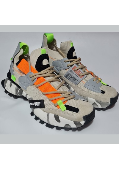 Scootland Bağlı Lastikli Triko Fashion Sport Erkek Spor Ayakkabı 19279 Kum