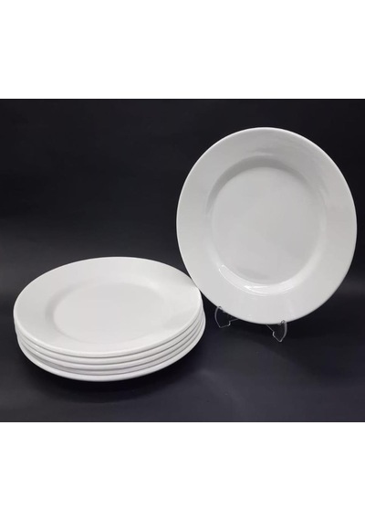 6 Adet Beyaz Melamin Tatlı.pasta Servis Tabağı 21cm Sığ Tabak Gün N11.1772