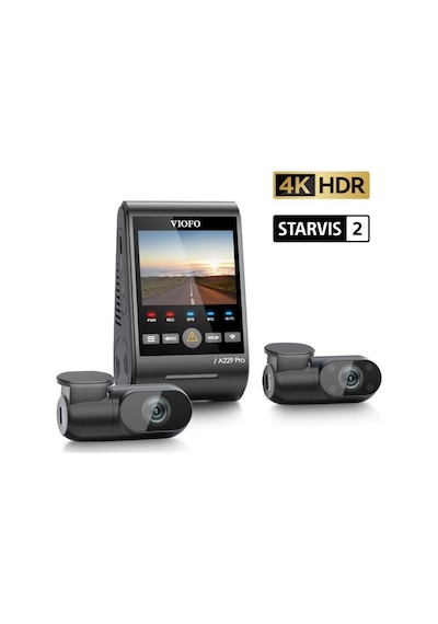 Viofo A229 Pro 3 Kameralı Ön-İç-Arka 4K + 2K + 1080P HDR Sony Starvis 2 Wifi Araç Kamerası