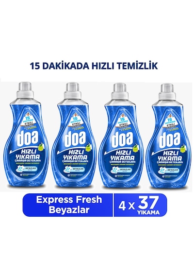Doa Express Hızlı Yıkama Ultra Beyaz Sıvı Çamaşır Deterjanı 1480 Ml X 4 Adet