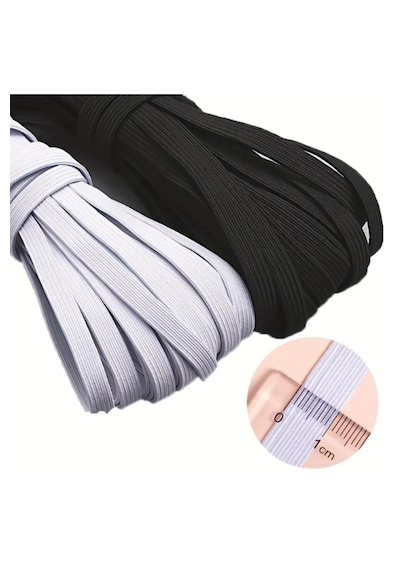 10+10 20 M Don Lastiği Siyah Yassı Esnek Bel Lastiği Paça Lastik En:7mm