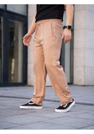 Hazego Erkek Keten Cepli Çıma Dikişli Jogger Buggy Pantalon Rahat Kalıp - Kahverengi