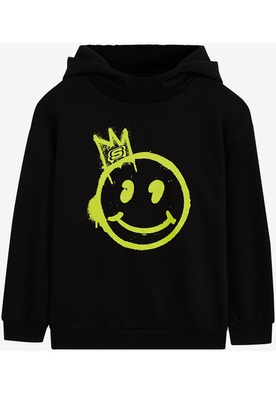 Skechers B Heavy Weight Fleece Hoodie Sweatshirt Büyük Erkek Çocuk Siyah Sweatshirt Sk232184-001 Siyah