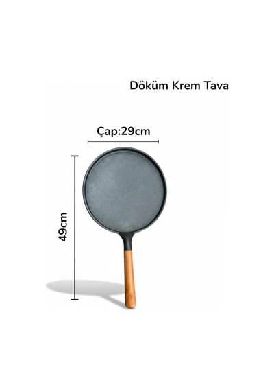 Granit Döküm 29cm Krep Tavası, Gözleme Tava, Çıkarılabilir Ahşap Sap Diğer