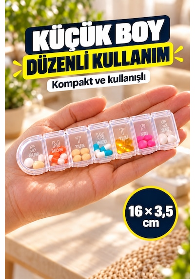 2 Adet Haftalık İlaç Ve Hap Kutusu 7 Gün Şeffaf Vitamin Saklama Kabı Seyahat Düzenleyici 16 X 3,5 Cm