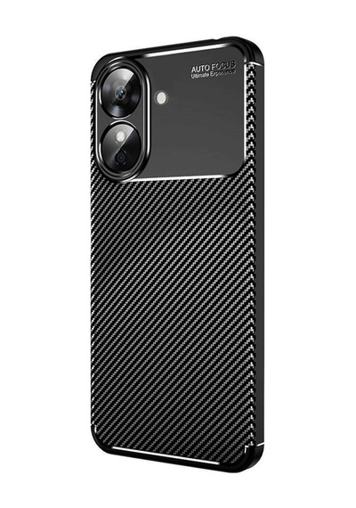 Realme Note 60 Uyumlu Kılıf Auto Focus Karbon Kapak - Siyah