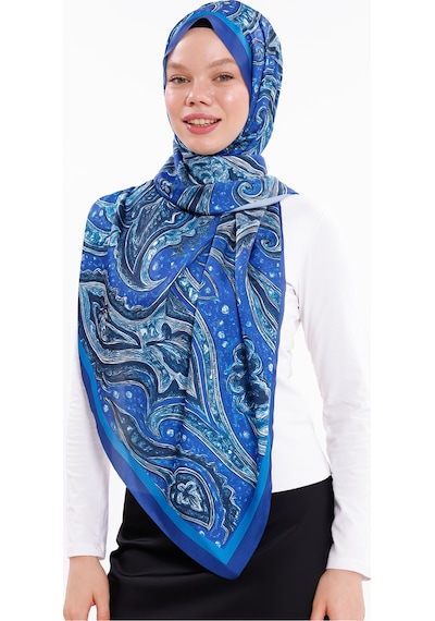Tarzını Seç Gece Dalgaları Desenli Şifon Saten Şal - 70x170 Cm