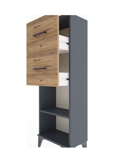 Arges Dolap Tek Raflı 2 Çekmeceli 44x30x134 Antrasit-çam Antrasit