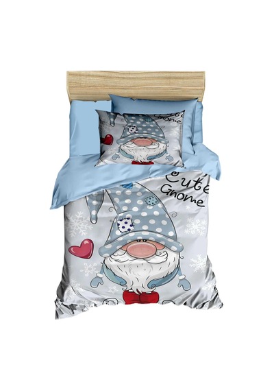 Dijital Baskılı 3d Pamuklu Yenidoğan Bebek Nevresim Takımı Cute Gnome Blue Çok Renkli