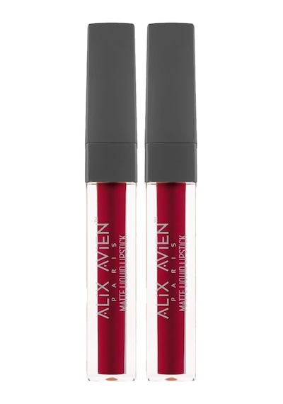 Uzun Süre Kalıcı Kadifemsi Kuruma Yapmayan Mat Likit Ruj - Matte Liquid Lipstick 523 Berry Red 2 Paketi Genel