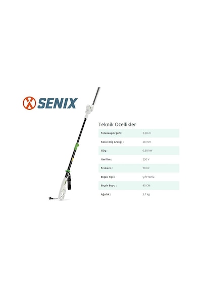 Senix HTPE5.0-L-EU Elektrikli Yüksek Çit Biçme Makinesi 500W