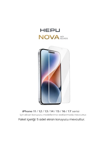HEPU NOVA HD Clear Temperli Cam Ekran Koruyucu – iPhone 17 Pro Max Uyumlu