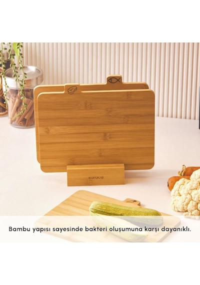 Karaca Triple 4 Parça Ayaklı Bambu Kesme Tahtası Seti Diğer