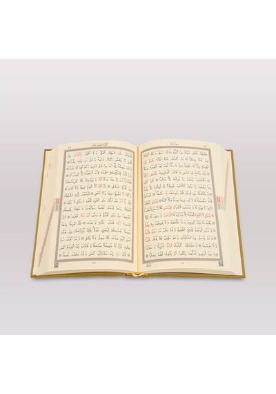 Ahşap Raşel Kaplama Dik Kutulu Orta Boy Kur'an-ı Kerim Pleksili, Gold