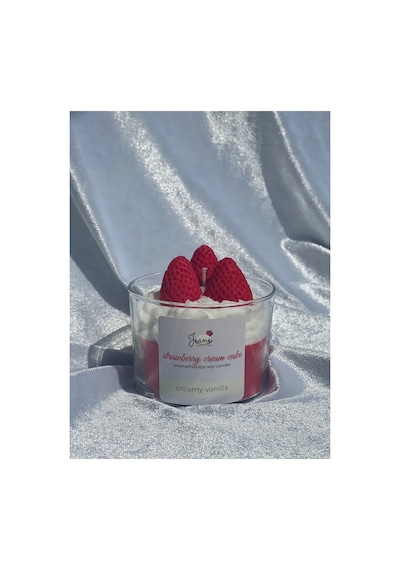 Strawberry Kırmızı Vanilya Kokulu Hediyelik Aromaterapi Mum Sevgiliye Tütsü Arınma Akış Kırmızı