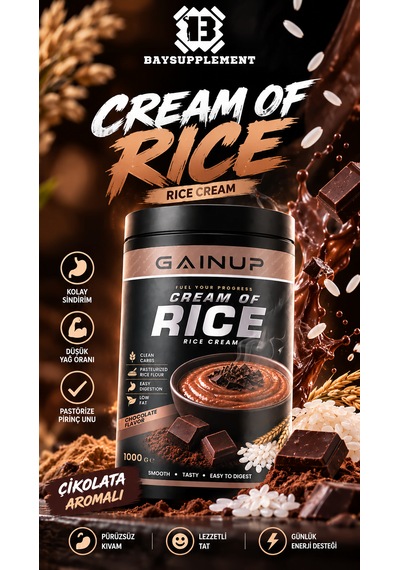 Gainup Cream Of Rice 1000gr - Çikolata Aromalı Pastörize Mikonize Pirinç