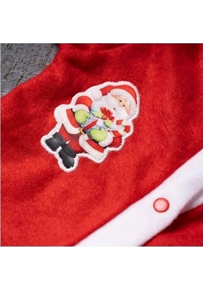 Bebelop Kız ve Erkek Bebek 6-15 Aylık Noel Tulum Noel Kıyafeti Yılbaşı Beyaz - Kırmızı