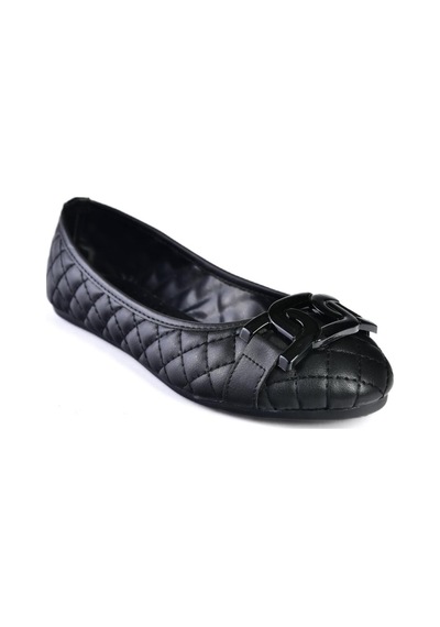 Fox Shoes P250005209  Kapitone Tokalı Günlük Kadın Babet Siyah