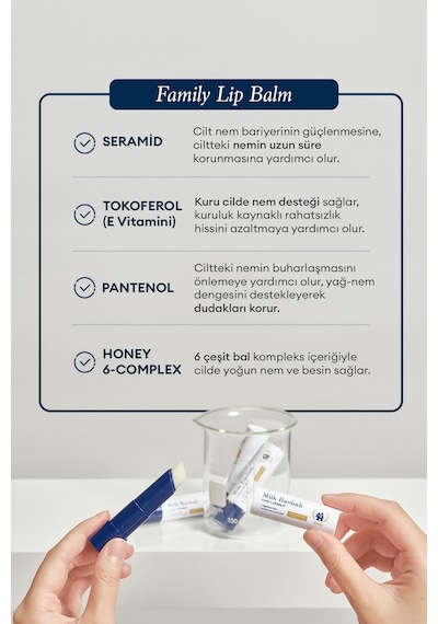 Yulaf Özü Shea Yağı İçeren Nemlendirici Hassas Dudak Bakım Kremi Seti Mılk Baobab Family Lip Balm