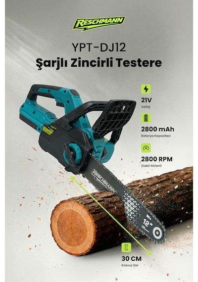 Reschmann R-ypt-dj12 Profesyonel Şarjlı Zincirli Testere 21v / 1200w
