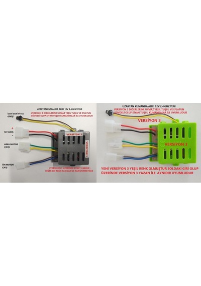 Pilsan Akülü Araba Uzaktan Kumanda Alıcı Beyin 12 V 2.4 Ghz Yeşil Model