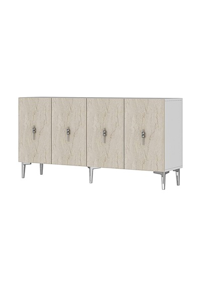 Ka1527bts Salkım Konsol Ve Tv Sehpası Beyaz-traverten-silver 150cm