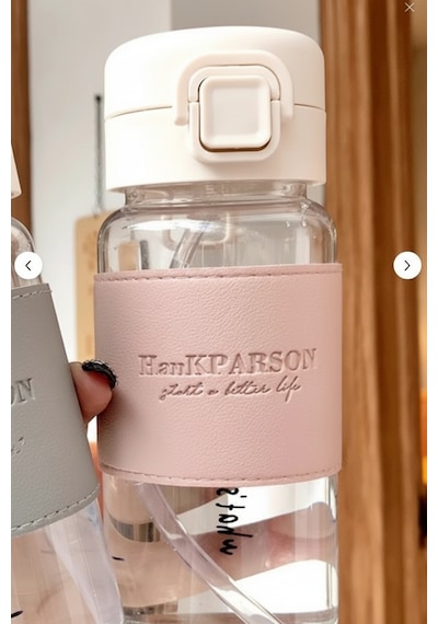 500 Ml Pipetli Plastik Suluk- Deri Kaplamalı-taşınabilir-sızdırmaz-öğrenciler Uygun Pembe