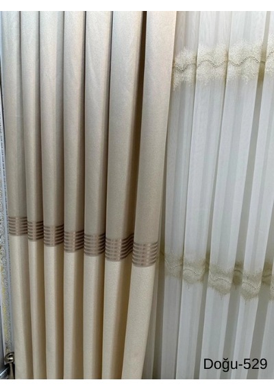 Nivemeshome Doğu Krem Ft671536 V-529 1/3 Sık Pileli Fon Perde Apm