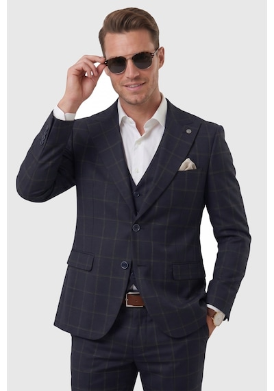 Rizzup Erkek Koyu Lacivert Slim Fit 3 Lü Takım Elbise Kareli Ekose Desenli Yelekli Şık Takım 2600517 Rizzup Erkek Koyu Lacivert Slim Fit 3 Lü Takım Elbise Kareli Ekose Desenli Yelekli Şık Takım 2600517