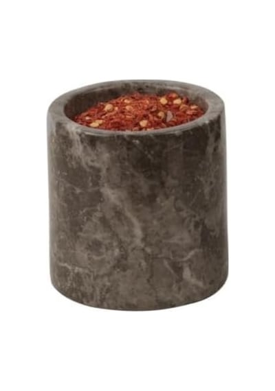 Roza Mermer Baharatlık 8x8 Cm Mermer Tuzluk Masaüstü Baharatlık Kahverengi Genel