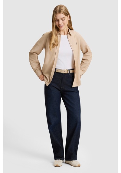 U.S. Polo Assn. Kadın Camel Uzun Kollu Basic Gömlek 50324791-vr015