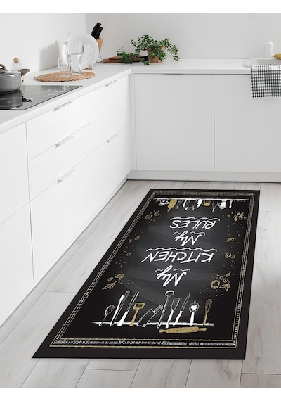 Makinede Yıkanabilir Kaymaz Taban Leke Tutmaz Dijital Baskı Mutfak Halısı 6347m 001