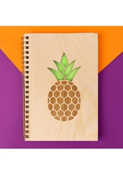 Tasarımlı Ahşap Kapaklı Defter 18 Cm X 12 Cm 48 Yaprak Not Defteri Çok Renkli
