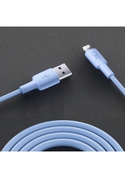 12w 2.4a Usb-a To Lightning İpad İle Uyumlu Silikon Hızlı Şarj Ve Data Kablosu Mavi 1 Metre