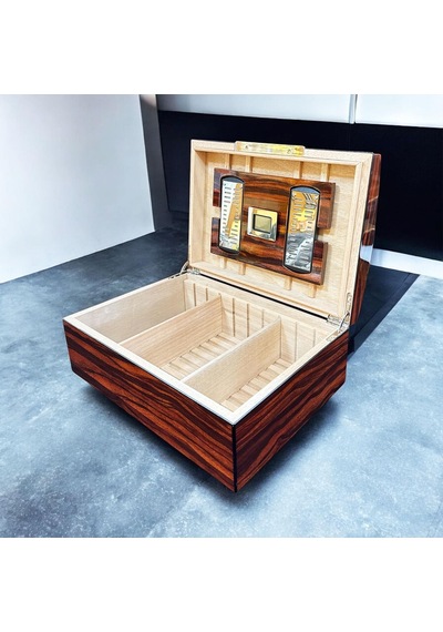 Lubinski İtaly Bombeli Humidor Puro Kutusu Maun 100's