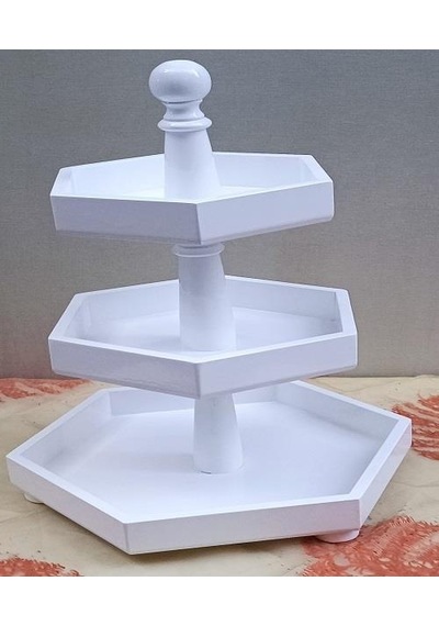 Hobi Adn Dekoratif Sunumluk Kuruyemişlik Ahşap Mdf Parlak Beyaz Model El Yapım