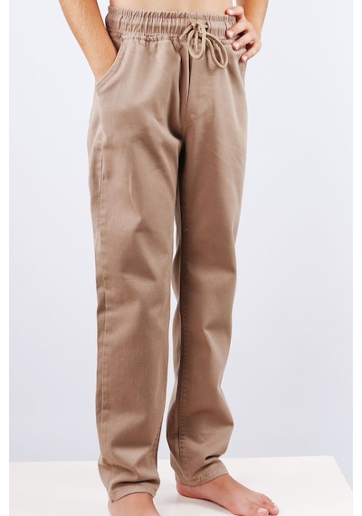 Hçm Çocuk Unisex Okul Pantolonu Beli Lastikli Taba